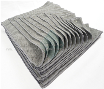 China Bulk Custom clean lint free cloth Factory Custom Grey Microfiber Glass Cleaning Rags Quick Dry Towel Supplier